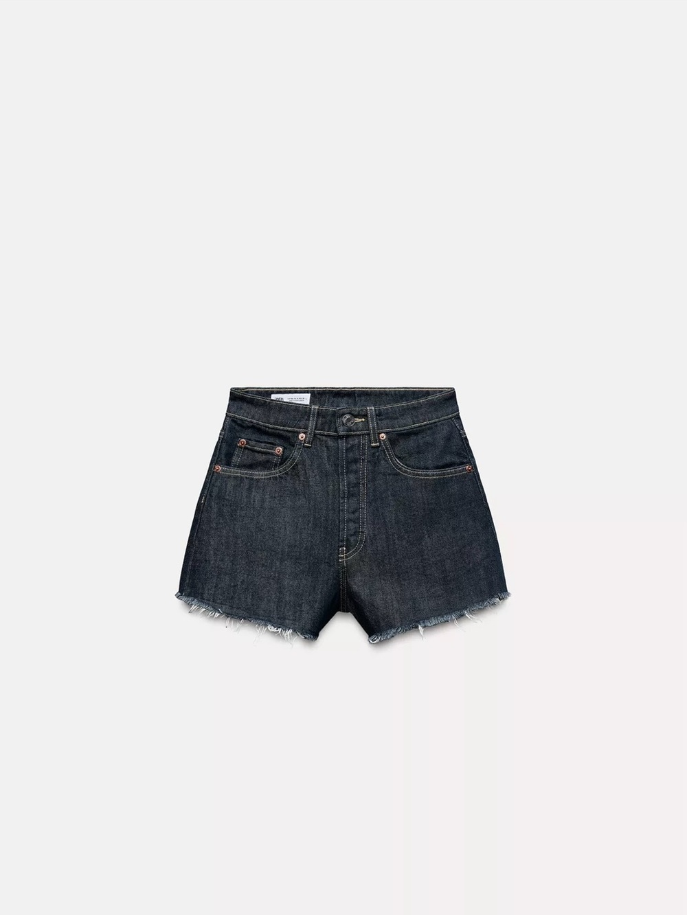 Zara Dark Blue Denim Frayed Hem Shorts